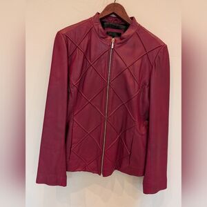 Mossimo Leather Quilted Jacket Burgundy